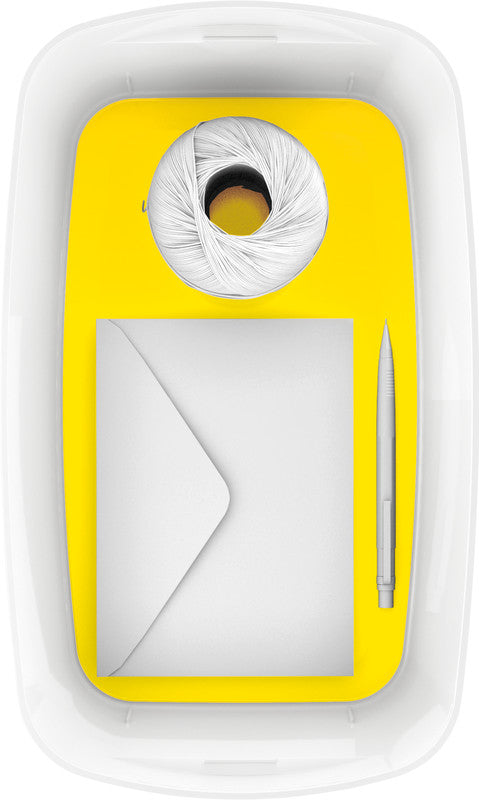 Leitz Aufbewahrungsbox – Kunststoff, Weiss/Gelb, 31,8 × 12,8 × 19,1 cm