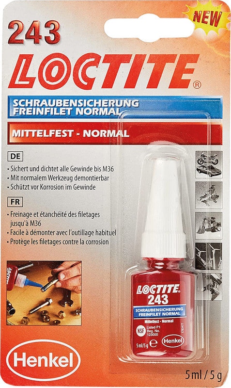 Loctite Schraubensicherung – wasserfest, für Schrauben, 5 ml, blau