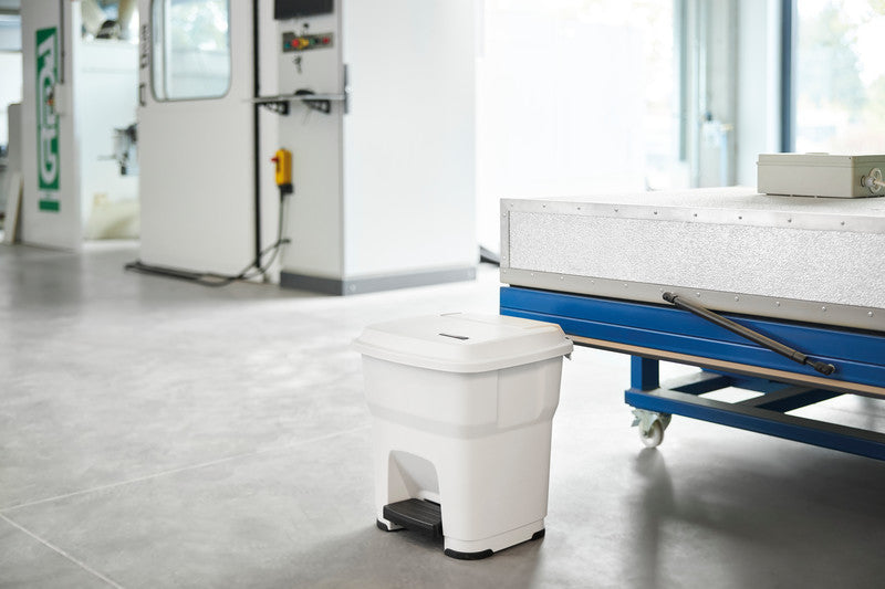 Rothopro Abfallcontainer – 35 l, mit Deckel – Kunststoff, Polarweiss – B × H × T 390 × 440 × 390 mm