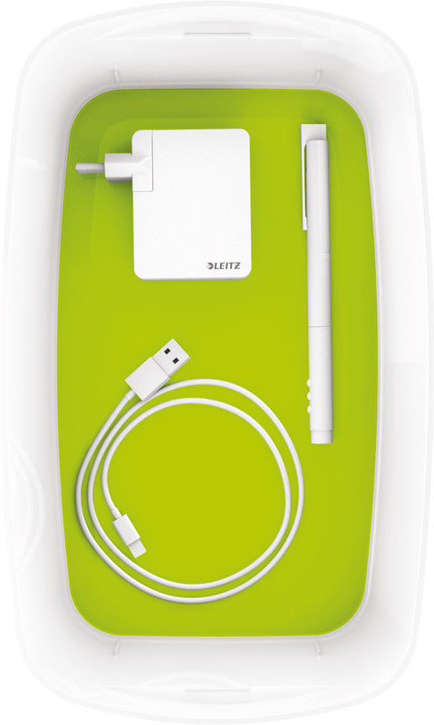Leitz Aufbewahrungsbox – ABS-Kunststoff, Weiss/Grün, 31,8 × 12,8 × 19,1 cm