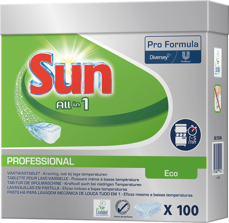 Sun Pro Formula All-in-1 Spülmaschinentabs Eco Professional Duftneutral – für Geschirrspüler – 100 Tabs