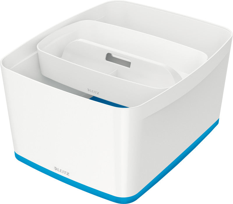 Leitz Aufbewahrungsbox MyBox – Kunststoff, weiss/blau, 31,8 × 19,8 × 38,5 cm