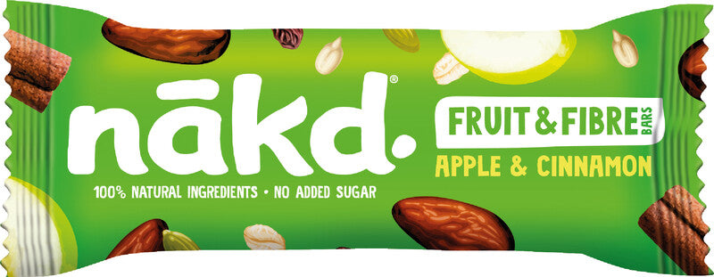 Nakd Raw & Fibre Energieriegel – Apfel & Zimt, vegan, ohne Zuckerzusatz, 3 × 44 g (132 g)