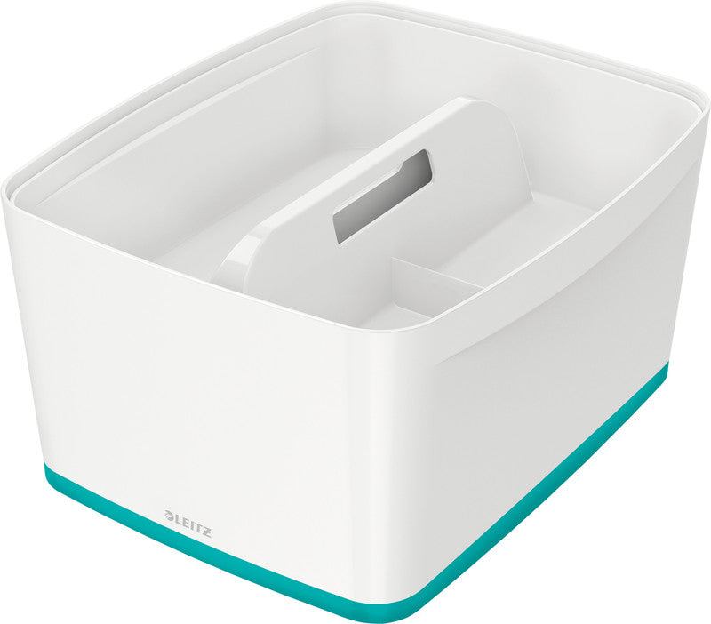Leitz Aufbewahrungsbox MyBox – Kunststoff, weiss/eisblau, 31,8 × 19,8 × 38,5 cm – 1er-Pack