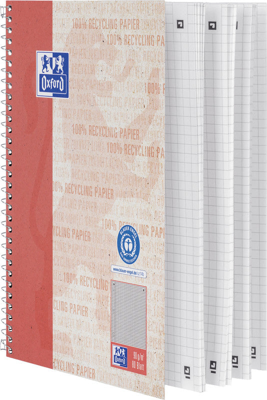 Elba Oxford – Collegeblock A5+, kariert, Spiralbindung, 80 Blatt – rot, für SCRIBZEE App