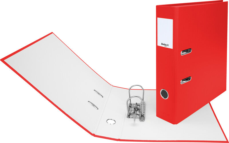 Biella Ordner – A4 hoch – 2-Ring Hebelmechanik, Rücken 70 mm – rot, Karton, mit Niederhalter, FSC