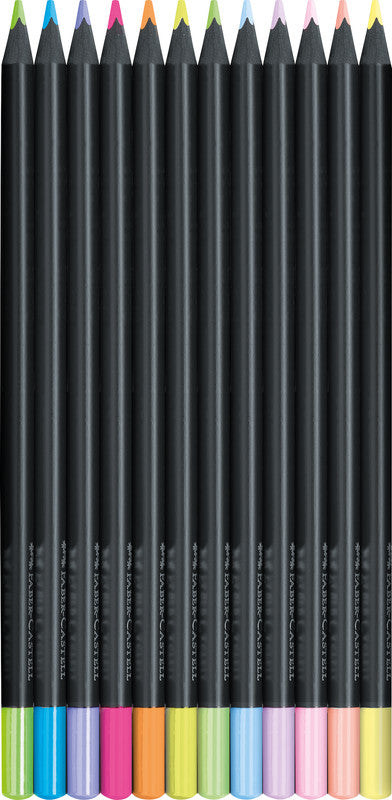 Faber-Castell Buntstifte Black Edition – 12 Farben, im Kartonetui, Ø 3 mm, dreikantig, FSC