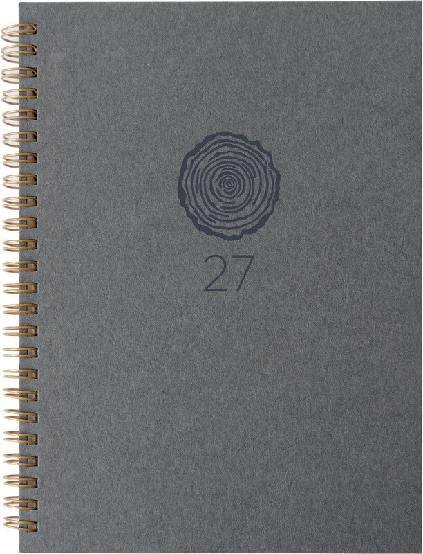 Biella Dispo Term Agenda – 1 Woche/2 Seiten, Wire-O, 14,5 × 20,5 cm, 2027, Natural, Dunkelgrau