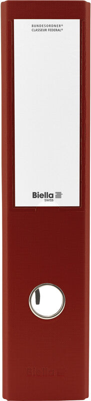 Biella Bundesordner – A4 Hochformat – 2-Ring Hebelmechanik, Rücken 70 mm – Weinrot, Karton, mit Niederhalter, FSC