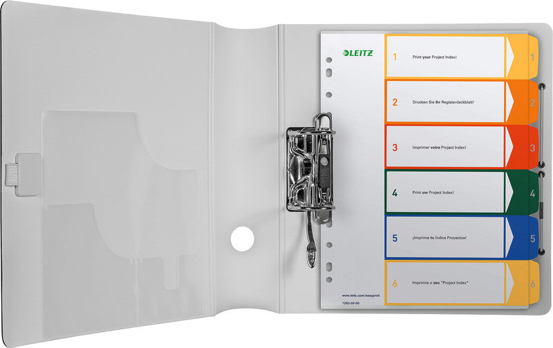 Leitz Register – A4, 6-teilig, PP, farbig, vorgedruckt, 11-fach gelocht, für Zeigebuchtaschen