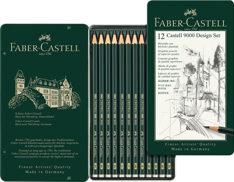 Faber-Castell CASTELL 9000 Bleistifte, Metalletui – 12er-Set