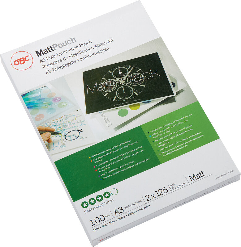 GBC Laminierfolien A3, matt – 125 µm, 303 × 426 mm, 100 Stk.