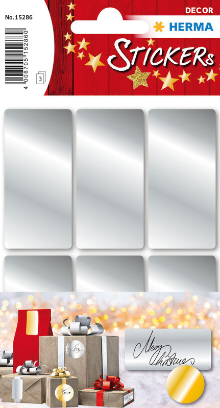 HERMA Schmucketiketten – 18 Stück – permanent – silber – 26 × 54 mm