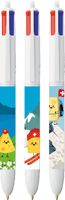 BIC 4 Colours Swiss Edition Vierfarbenkugelschreiber – 4 Farben, Spitze 0,32 mm, dokumentenecht, 3er Set