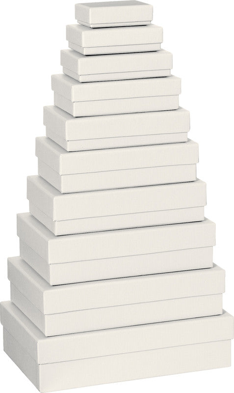 Stewo Geschenkbox – Neutral – Strukturprägung, 10-teilig – 80 × 25 × 55 mm bis 260 × 70 × 170 mm