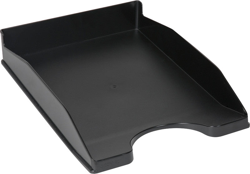 Q-CONNECT Briefkorb – mit Griffausschnitt, mit Beschriftungsfeld, matt, schwarz, B 255 × H 60 × T 345 mm