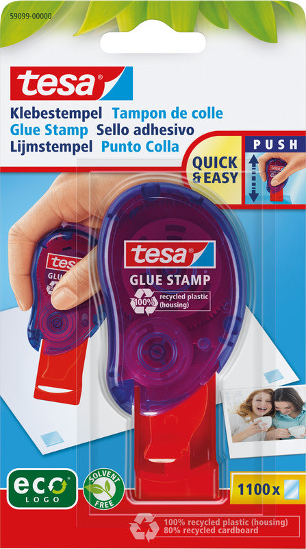 TESA Klebestempel – permanent, transparent, lösungsmittelfrei, geruchsarm, für Papier, Karton, Fotos und mehr