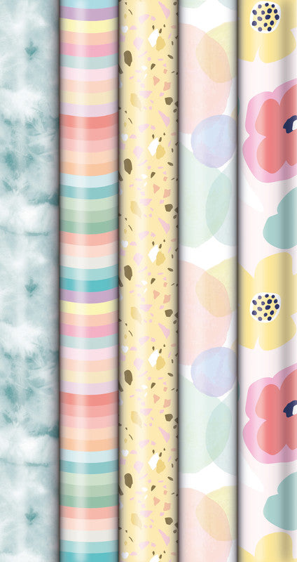 Zoewie Geschenkpapier New Pastels – sortiert – 80 g/m2, gestrichenes Papier – 700 × 2000 mm – 2 Rollen