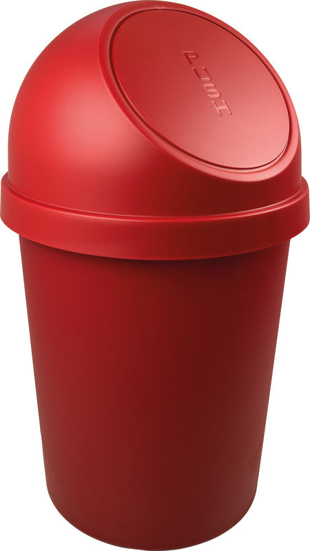 Helit Abfallcontainer the Flip – 45 l – mit Deckel – Kunststoff, Rot – Ø 403 × H 700 mm