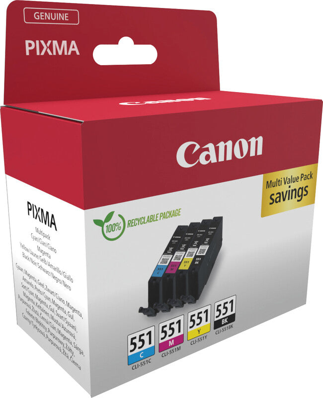 Canon Tintenpatronen-Multipack CLI-551, CMYK, 4er-Pack