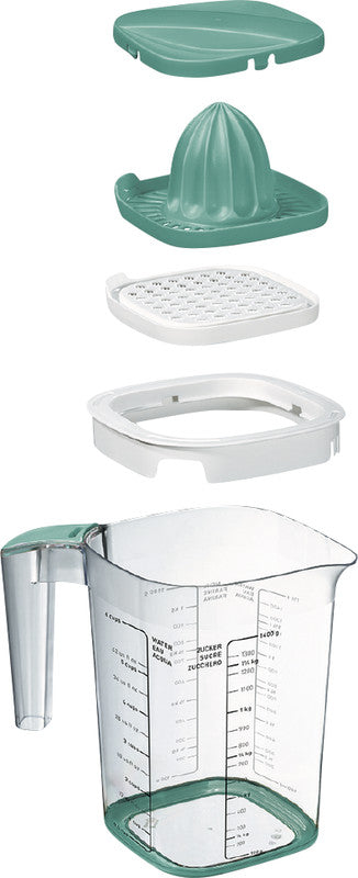 Rotho Messbecher Loft – 1,5 l – mit Deckel & Presse – Kunststoff – Grün