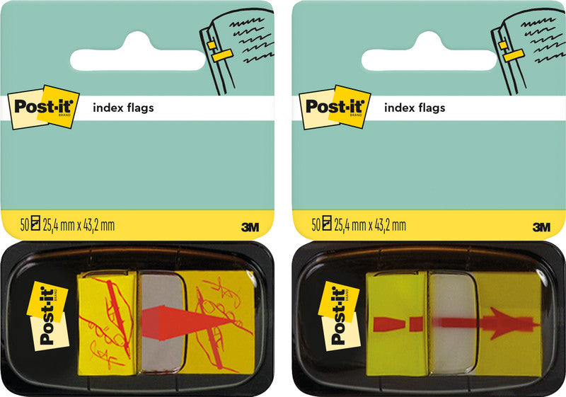 Post-it Indexstreifen mit Symbol Ausrufezeichen – 25,4×43,2 mm – Gelb, 50 Stück, mit Dispenser