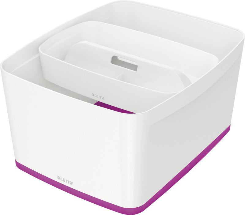 Leitz Aufbewahrungsbox MyBox – Kunststoff, weiss/violett, 31,8 × 19,8 × 38,5 cm