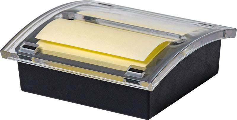 Q-Connect Haftnotizen Z-Quick Notes – 76×76 mm – schwarz, transparent – 100 Blatt, mit Dispenser, Z-Faltung