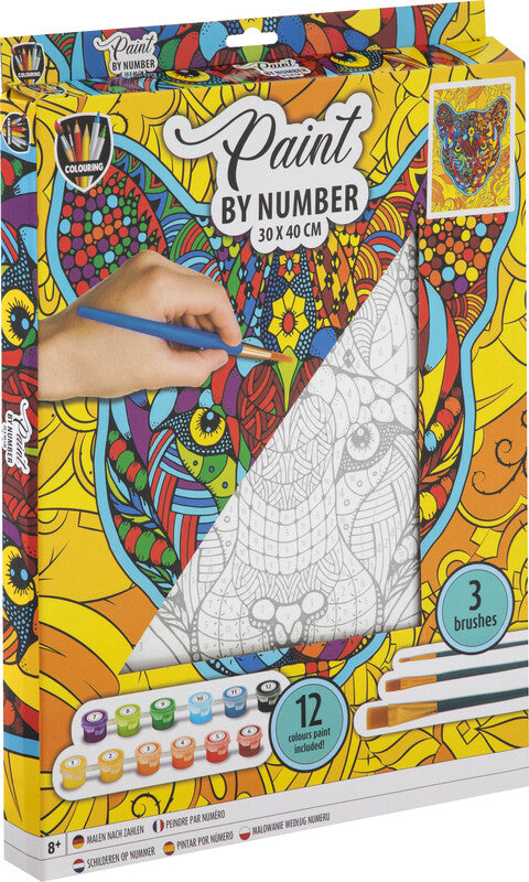 Noname Sombo – Malset Malen nach Zahlen Tiger – ab 8 Jahren – 12 Farben, 3 Pinsel – 300 × 400 mm