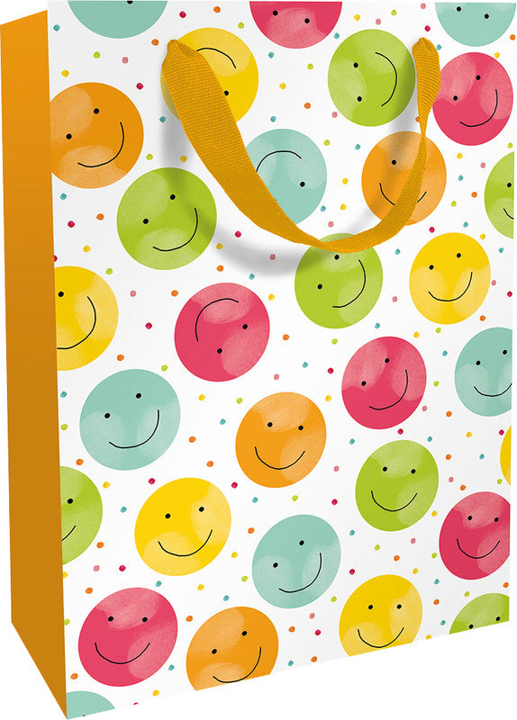 Braun + Company Tragetasche Everyday – Happy Smileys – Papier, teillackiert – 260 × 360 × 130 mm – mehrfarbig