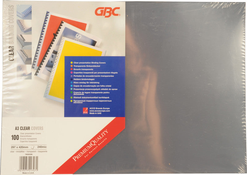 GBC Einbandfolien A3 – transparent, Kunststoff – 100 Stk.