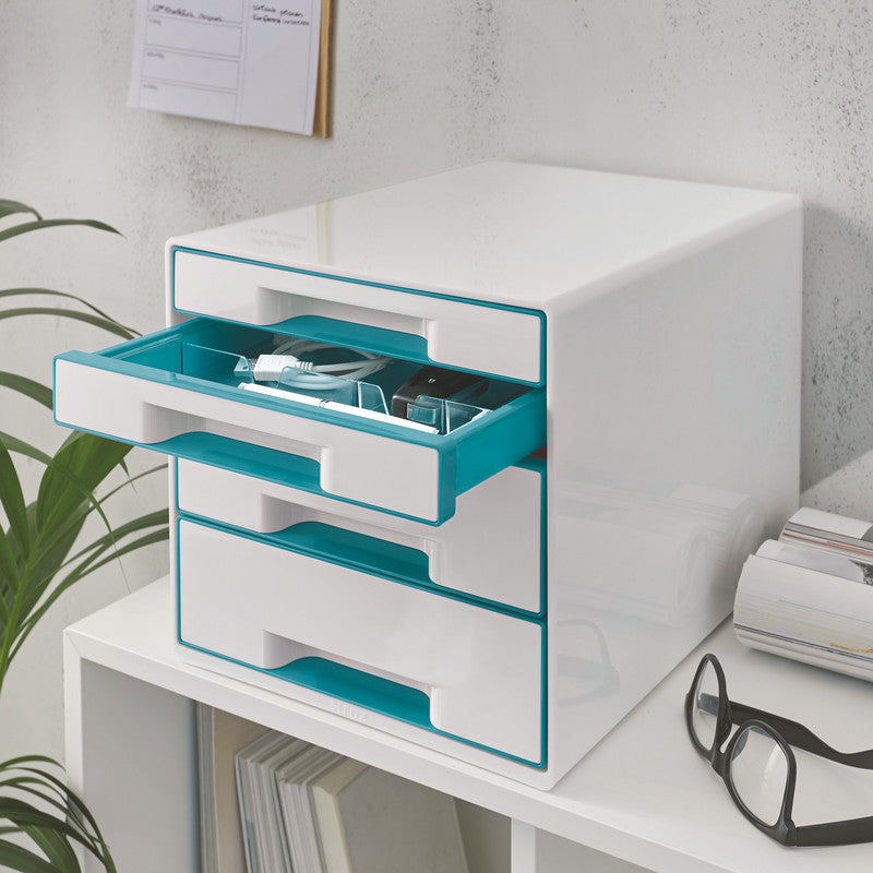 Leitz WOW Cube Aufbewahrungsbox – türkis metallic, Kunststoff (PS)