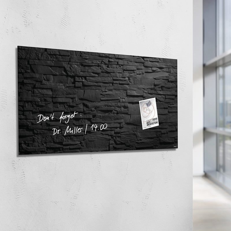 Sigel Whiteboard – 91 × 46 cm, Glas, magnetisch, Wandmontage, inkl. Magnetwürfel, Montagesatz