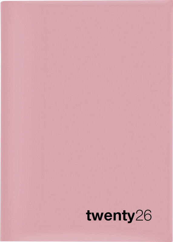 Biella Bunte Agenda – 1 Tag pro Seite, gebunden, 14,5 × 20,5 cm, 2026, 1/2-Stunden-Takt, Rosa, FSC