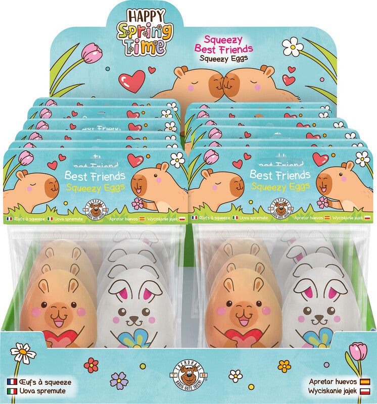 Trendhaus Stressball Capybara, Hase – 2 Stück, Ø 42 mm, H 5,5 cm