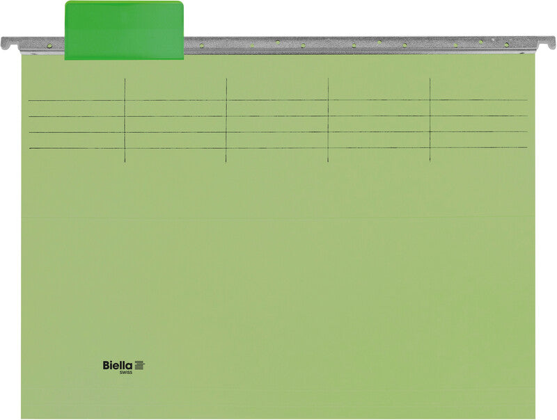 Biella Hängeordner für A4 – Karton, Hellgrün, 320 × 250 mm, mit Vordruck