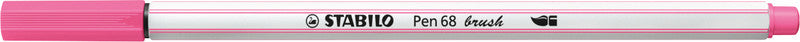 STABILO Pen 68 Brush Fasermaler – Pinselspitze, 1 mm, wasservermalbar, Pink
