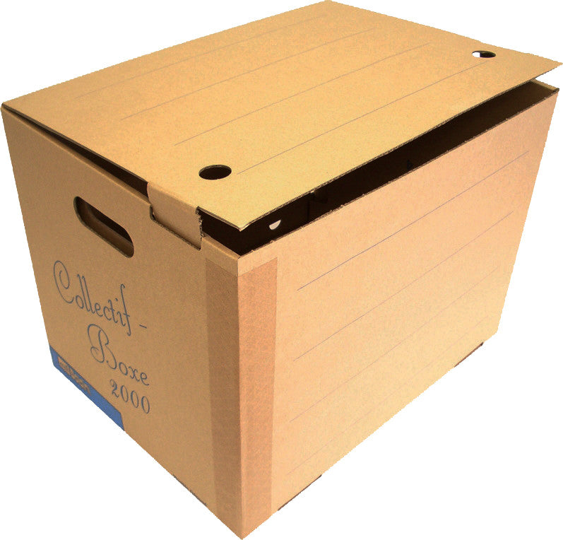 Boldini Collectif-Box Sammelbehälter A4 – mit Tragegriff, stapelbar, 451 × 330 × 332 mm, Braun, Karton