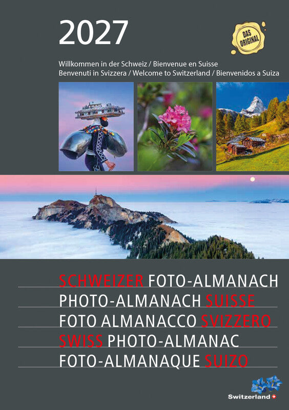 Calendaria Schweizer Foto-Almanach – Wochenagenda 2027, 1 Woche/1 Seite, A5, Spiralbindung