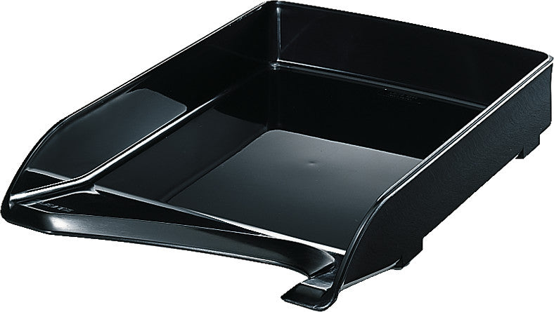 Leitz Briefkorb – mit Griffausschnitt, mit Beschriftungsfeld, glänzend, schwarz, B 250 × H 63 × T 350 mm
