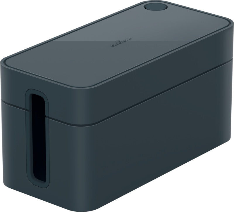 Durable Kabelbox – 246 × 128 mm, Kunststoff, Graphit, rutschfeste Gummifüsse, für 3fach-Steckdosenleiste