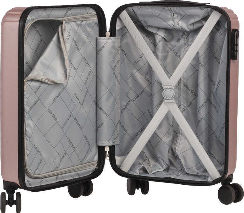 Worldpack Handgepäck-Trolley London – 33 l, ABS-Hartschale, 4 Doppelrollen, Altrosa, 35 × 55 × 23 cm