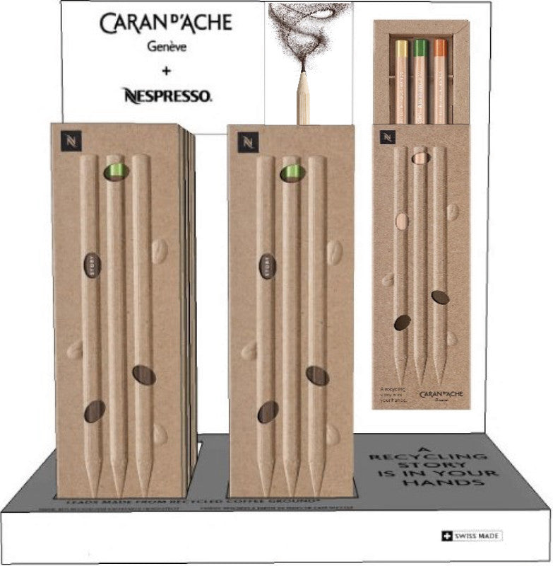 Caran d-Ache Caran d’Ache Nespresso Edition 5 Bleistift, Jumbo, HB, Mine Ø 3 mm, Natur – 3er-Set
