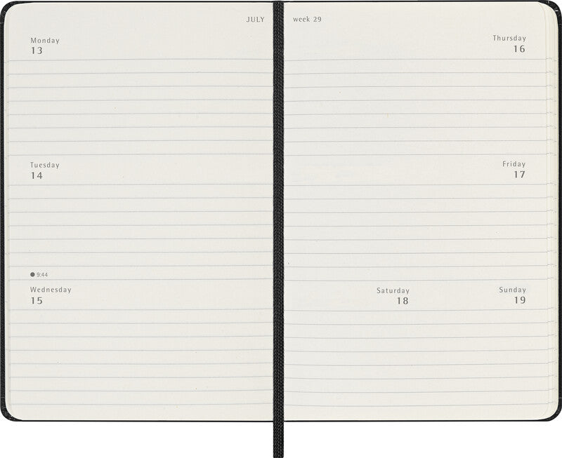 Moleskine Agenda – 1 Woche/2 Seiten, gebunden, 9,0 × 14,0 cm, 2026, Englisch, schwarz, FSC