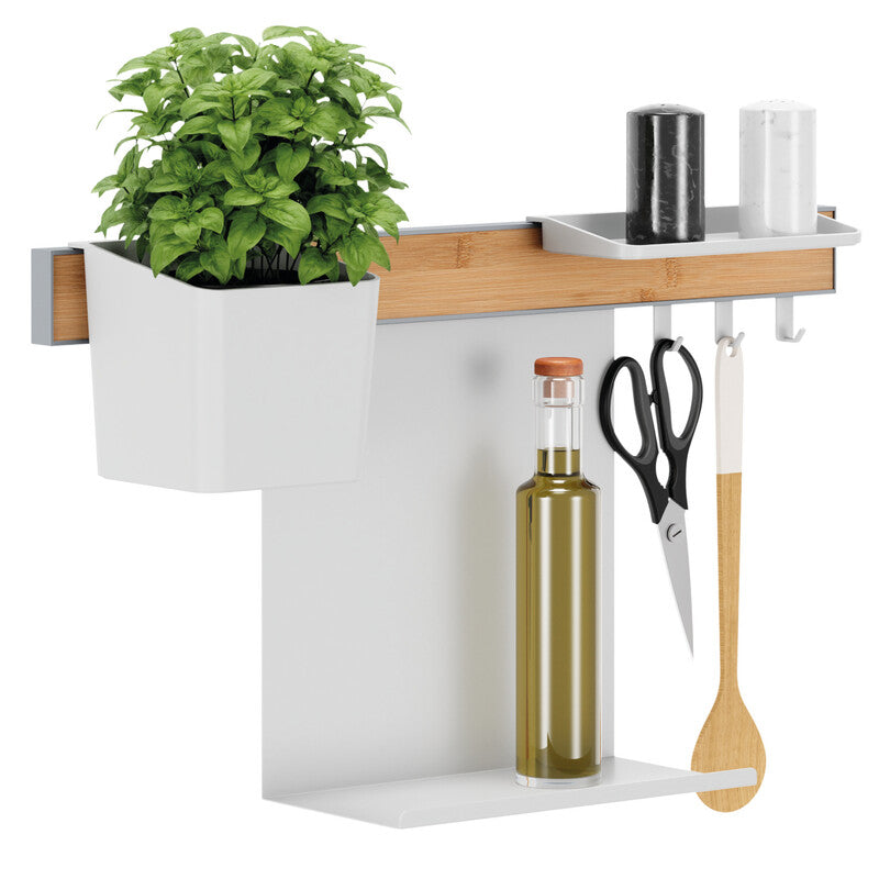 TESA Küchenorganizer Kombi-Set S – Aluminium/Bambus, 60 × 34 × 15 cm