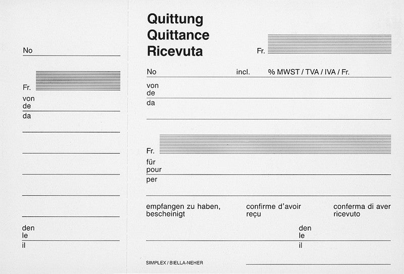 Simplex Formularblock – Quittungen, mehrsprachig, 50 Blatt, A6