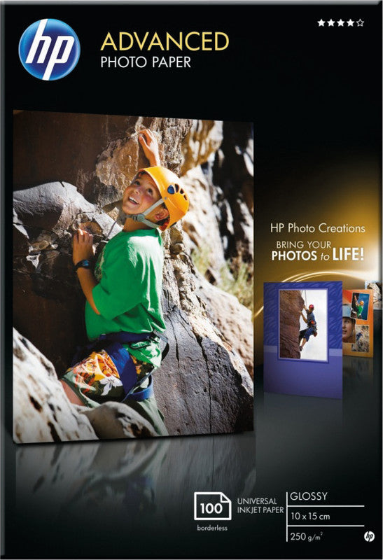 HP Fotopapier – hochglänzend, 100 × 150 mm, 250 g/m², 100 Blatt – für Inkjet-Drucker