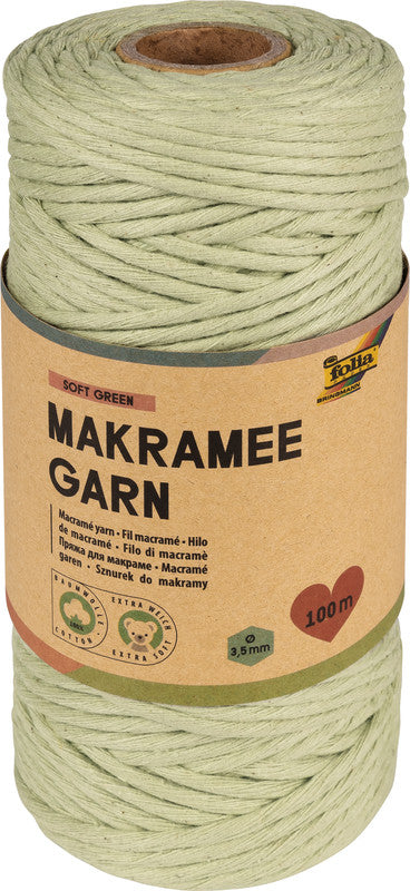 Folia Makramee-Garn – Grün – 100 m, Ø 3,5 mm – Baumwolle