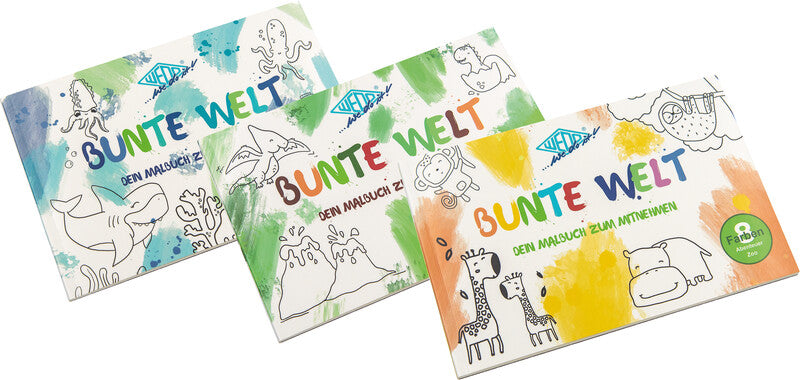 Wedo Bunte Welt Malbuch – 21 × 14 cm – perforiert, inkl. Wasserpinsel