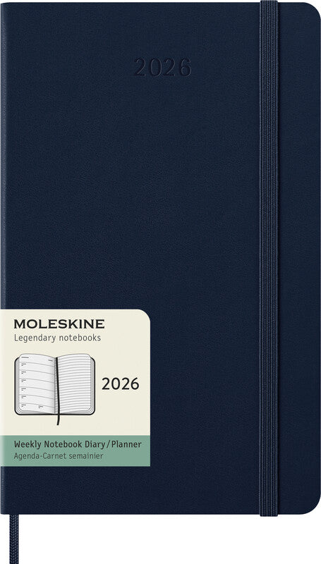 Moleskine Wochenagenda – 1 Woche/1 Seite, gebunden, 13 × 21 cm, 2026, Saphirblau, FSC